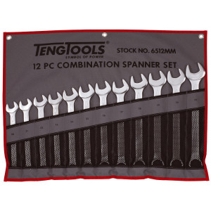 TengTools 12 deler MM mål Kombinasjonsnøkkelsett i verktøyfutteral 6512MM