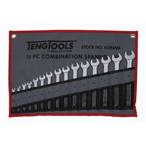 TengTools 15 deler MM mål Kombinasjonsnøkkelsett i verktøyfutteral 6515MM